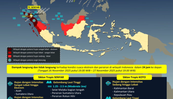 Imbas Siklon SENYAR, Riau Berpotensi Diguyur Hujan Lebat dan Gelombang 2,5 Meter